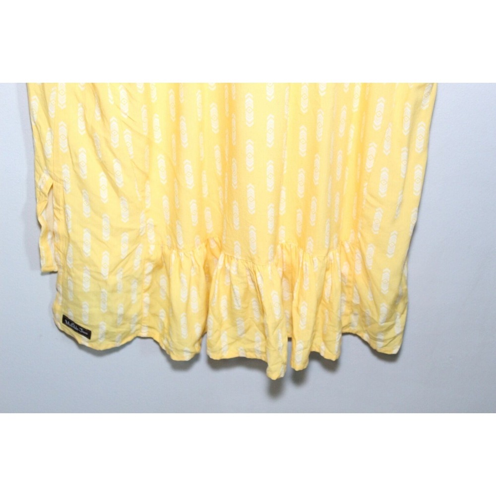 ✨2/$20 Matilda Jane Golden Hour Geometric Hi-Low Top Yellow Ruffle Blouse Small - Picture 3 of 6